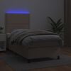 vidaXL Cama box spring colch&oacute;n LED cuero sint&eacute;tico capuchino 90x190 cm