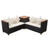 vidaXL Set de muebles de jardín 4 pzas y cojines ratán sintético negro