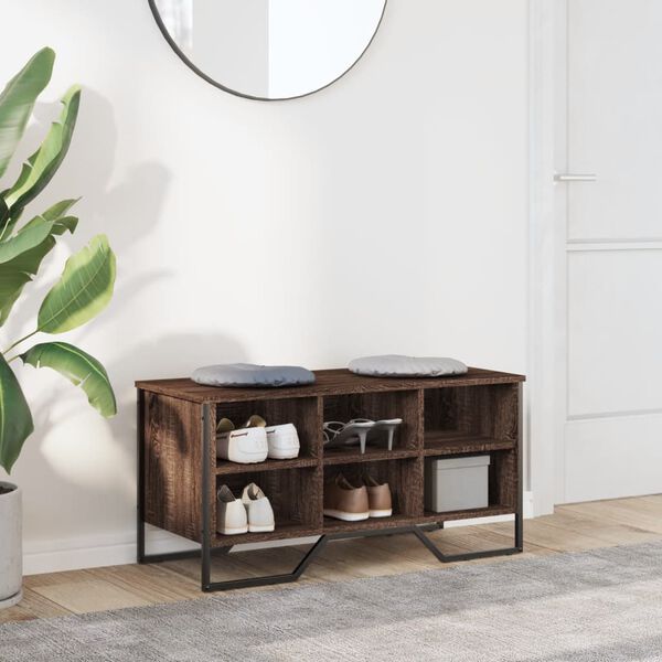 vidaXL Zapatero de madera de ingeniería marrón roble 90x38x45,5 cm