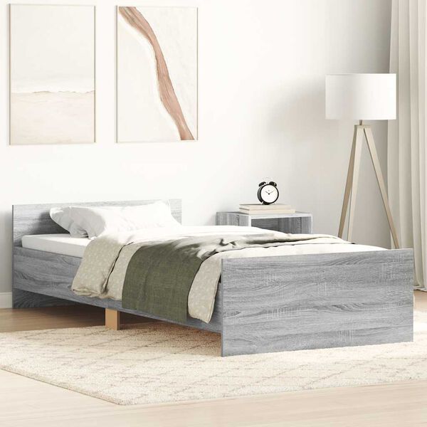 vidaXL Estructura de cama madera de ingenier&iacute;a Sonoma gris 75x190 cm