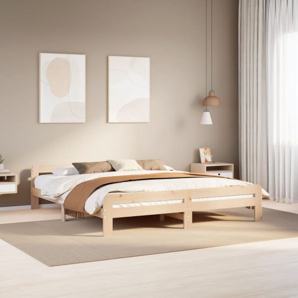 vidaXL Estructura de cama sin colch&oacute;n madera maciza de pino 200x200 cm