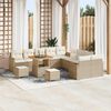 vidaXL Conjunto de sof&aacute;s de jard&iacute;n 13 pcs Beige rat&aacute;n sint&eacute;tico