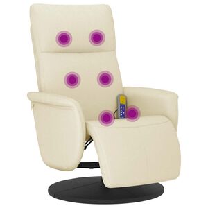 vidaXL Sill&oacute;n reclinable masaje con reposapi&eacute;s cuero sint&eacute;tico crema