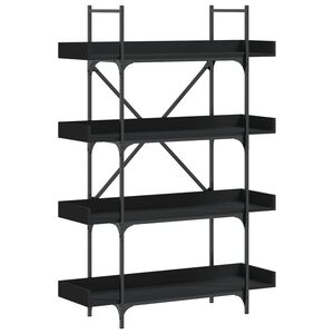 vidaXL Librer&iacute;a de 4 estantes madera ingenier&iacute;a negro 100x33x145,5 cm