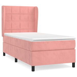 vidaXL Cama box spring con colch&oacute;n terciopelo rosa 100x200 cm