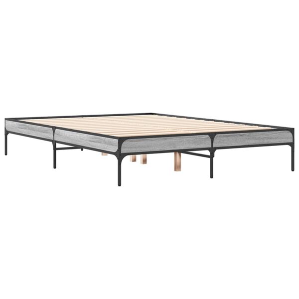 vidaXL Estructura cama madera ingenier&iacute;a metal gris Sonoma 140x190 cm