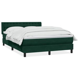 vidaXL Cama box spring con colch&oacute;n terciopelo verde oscuro 160x220 cm