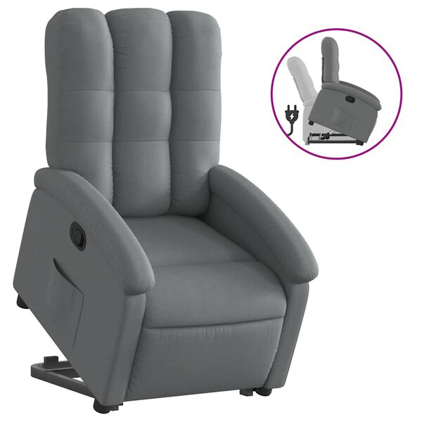 vidaXL Sill&oacute;n reclinable elevable de tela gris oscuro