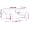 vidaXL Sof&aacute; 3 plazas almohadas y cojines terciopelo crema 180 cm