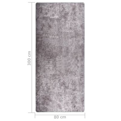 vidaXL Alfombra lavable antideslizante gris 80x300 cm