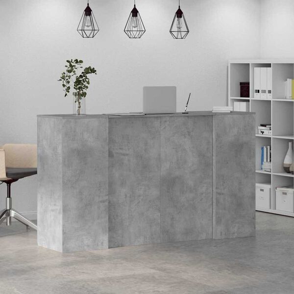 vidaXL Mostrador de recepción gris hormigón 180x50x103,5 cm