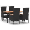 vidaXL Set de muebles jard&iacute;n 5 pzas con cojines rat&aacute;n sint&eacute;tico negro