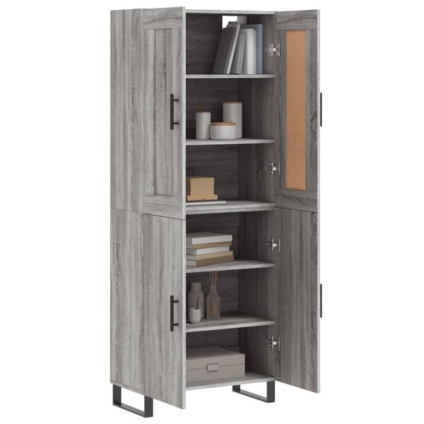 vidaXL Aparador alto madera contrachapada gris sonoma 69,5x34x180 cm