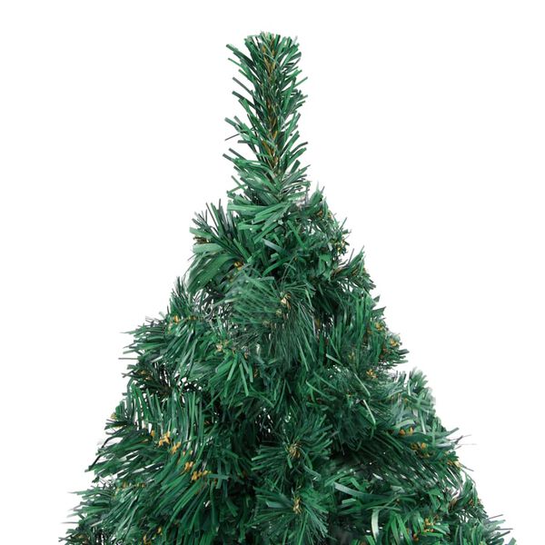 vidaXL Árbol de Navidad preiluminado con luces y bolas verde 210 cm