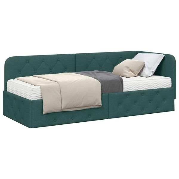vidaXL Estructura de cama en esquina Verde oscuro 80 x 200 cm tela