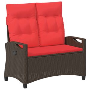 vidaXL Banco de jard&iacute;n con almohada Marr&oacute;n y Rojo 105 x 60 x 112 cm
