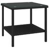vidaXL Mesa auxiliar vidrio templado rat&aacute;n sint&eacute;tico negro 45x45x45 cm