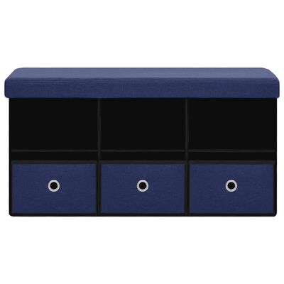 vidaXL Banco de almacenaje plegable lino sintético azul 76x38x38 cm