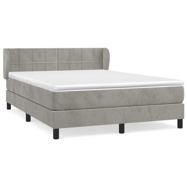 vidaXL Cama box spring con colch&oacute;n terciopelo gris claro 140x190 cm