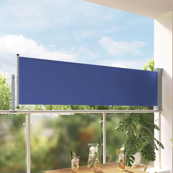 vidaXL Toldo lateral retr&aacute;ctil de jard&iacute;n azul 80x300 cm
