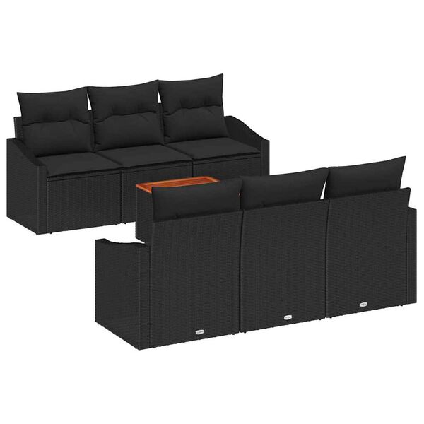 vidaXL Conjunto de sofás de jardín 7 pcs Negro ratán sintético