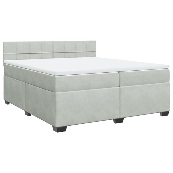 vidaXL Cama box spring con colch&oacute;n terciopelo gris claro 200x200 cm