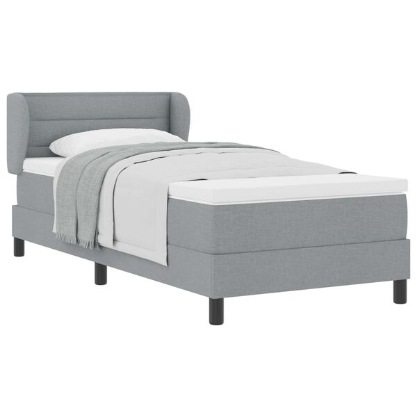 vidaXL Cama tipo Box Spring con colch&oacute;n Gris claro 100 x 200 cm tela