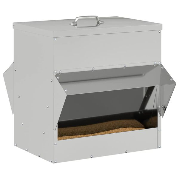vidaXL Comedero para pollos Plateado 40,5 x 45 x 41 cm