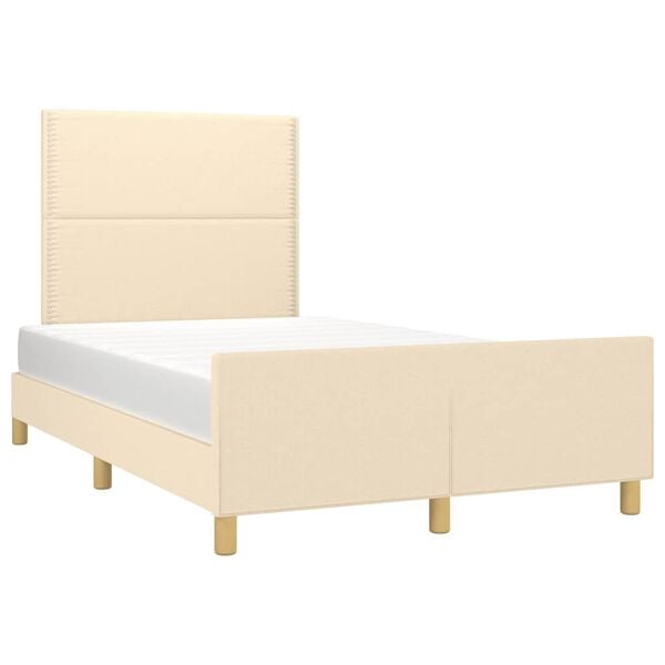 vidaXL Estructura de cama sin colch&oacute;n tela crema 120x190 cm