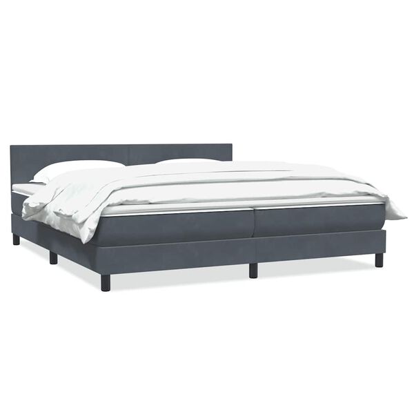 vidaXL Cama box spring con colch&oacute;n terciopelo gris oscuro 200x210 cm