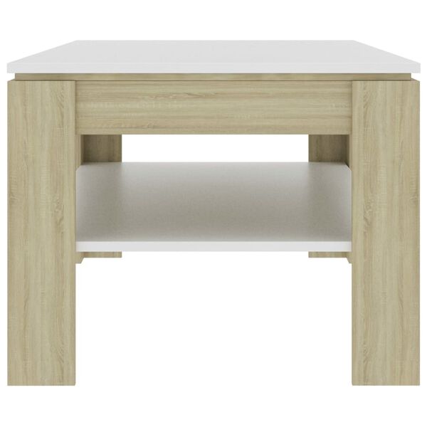 vidaXL Mesa de centro madera de ingenier&iacute;a blanco y roble 110x60x47 cm