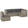 vidaXL Set de muebles de jardín 5 pzas y cojines ratán sintético gris