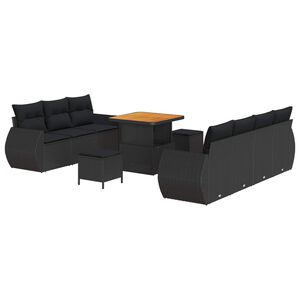vidaXL Conjunto de sof&aacute; de jard&iacute;n 10 uds. 7 plaza Negro