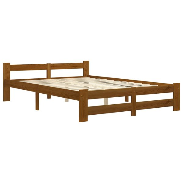 vidaXL Estructura cama sin colch&oacute;n madera pino marr&oacute;n miel 120x200 cm