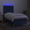 vidaXL Cama box spring colch&oacute;n y luces LED tela azul 80x200 cm