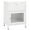 vidaXL Mesita de noche blanca acero y vidrio 40x30x54,5 cm