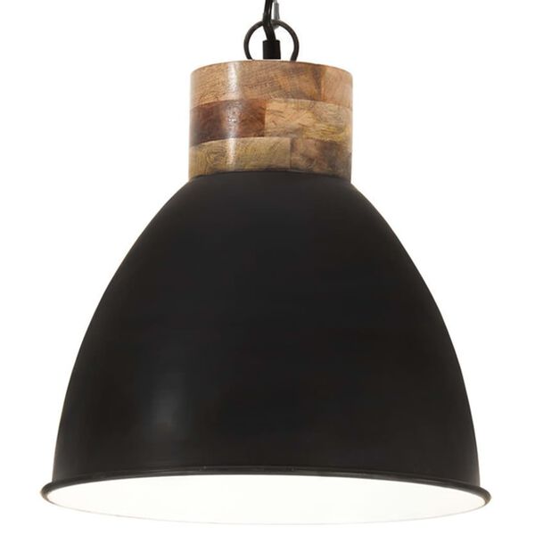 vidaXL L&aacute;mpara colgante industrial hierro negro y madera 46 cm E27