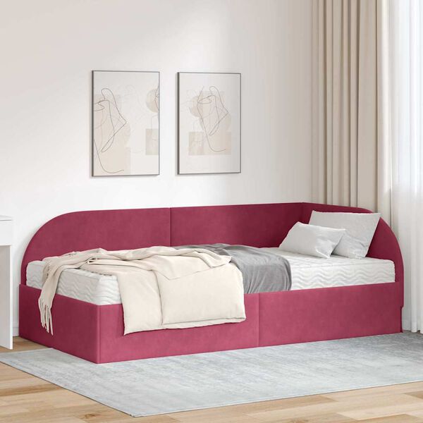 vidaXL Estructura de Cama Esquina con Colch&oacute;n 2 pcs Verde Terciopelo