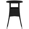 vidaXL Mesa de jardín vidrio templado ratán sintético negro Ø60x75 cm
