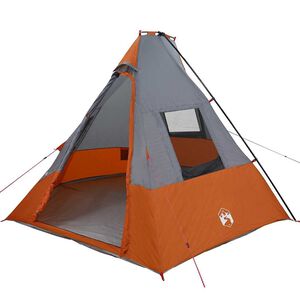 vidaXL Carpa Tipi con techo Gris y naranja 383 x 338 x 217 cm tafet&aacute;n
