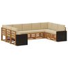 vidaXL Conjunto de sof&aacute;s de exterior 9 uds. Natural y Beige Poli&eacute;ster