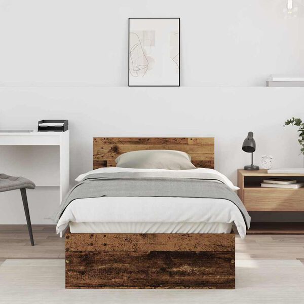 vidaXL Estructura de cama con cabecera Madera vieja 90 x 200 cm