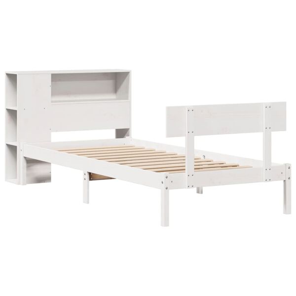 vidaXL Cama con estanter&iacute;a sin colch&oacute;n madera maciza de pino 90x190 cm