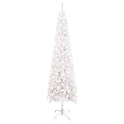 vidaXL Árbol de Navidad delgado iluminado con luces blanco 240 cm