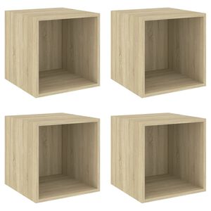 vidaXL Armario de pared 4 uds madera contrachapada roble 37x37x37 cm