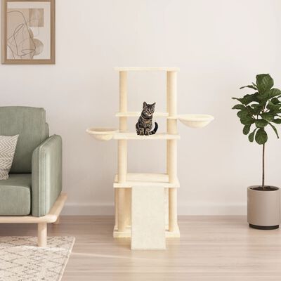 vidaXL Rascador para gatos con postes de sisal color crema 133 cm