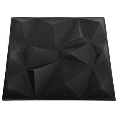 vidaXL Paneles de pared 3D 12 unidades negro diamante 3 m² 50x50 cm