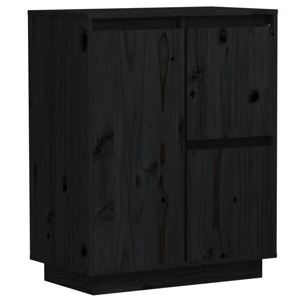 vidaXL Aparador de madera maciza de pino negro 60x34x75 cm