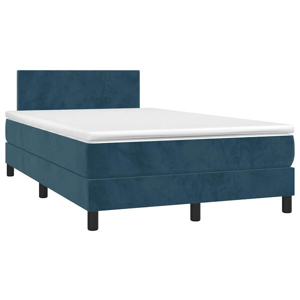 vidaXL Cama box spring colch&oacute;n y LED terciopelo azul oscuro 120x190 cm