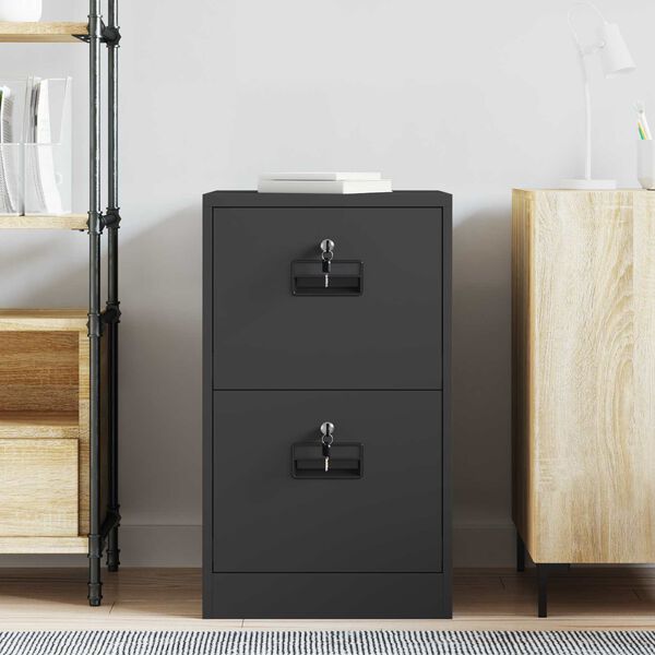 vidaXL Mueble archivador con caj&oacute;n Geom&eacute;trico Negro 44 x 50 x 106.5 cm